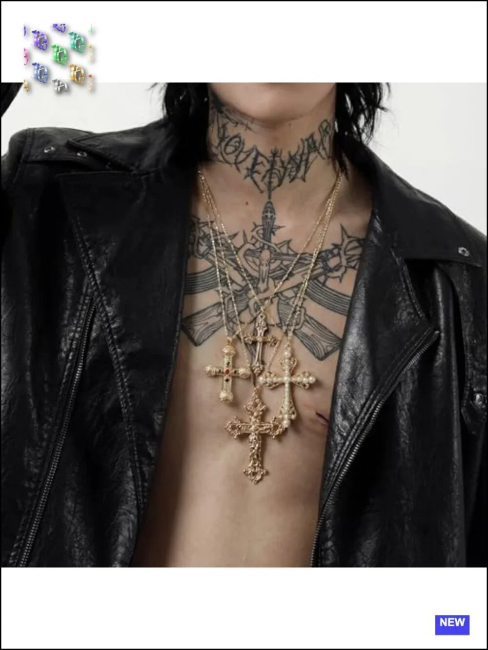 4-Piece Layered Cross Pearl Necklace Set Silver